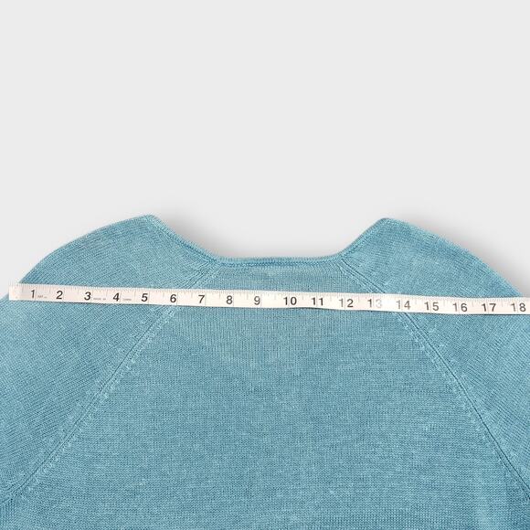 Eileen Fisher 100% Linen Raglan Sweater Turquoise Blue Small Pullover Casual - Picture 11 of 12
